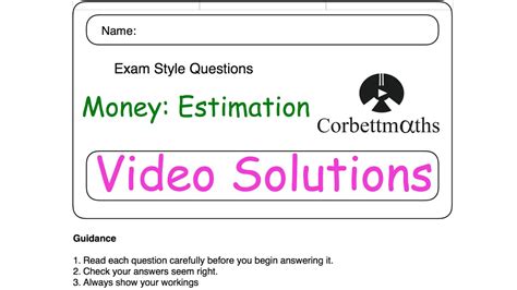 Money Estimation Answers Corbettmaths Youtube