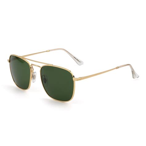 Buy JIM HALO Retro Square Aviator Sunglasses Premium Glass Lens Flat