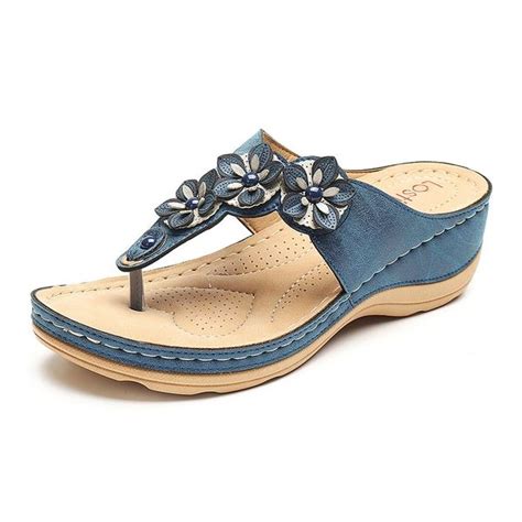 Lostisy Color Match Flower Flip Flops Beaded Casual Beach Sandals