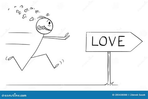 Person Running For Love Vector Cartoon Stick Figure Illustration