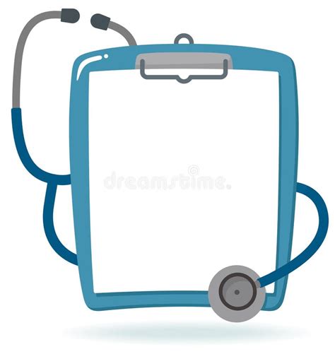 Clipboard With Stethoscope And Blank Paper Stock Illustration