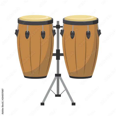 Vetor De Vector Illustration Of Conga Drums In Cartoon Style Isolated