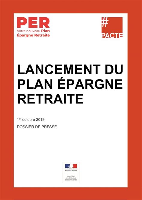 PDF LANCEMENT DU PLAN ÉPARGNE RETRAITE 2019 9 30 Lancement du