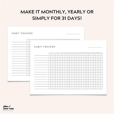 Monthly Habit Tracker Printable Habit Chart Goal Tracking Worksheet