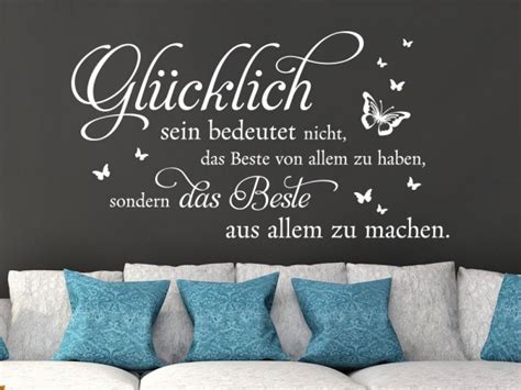 Wandtattoo Glücklich sein Spruch KLEBEHELD DE