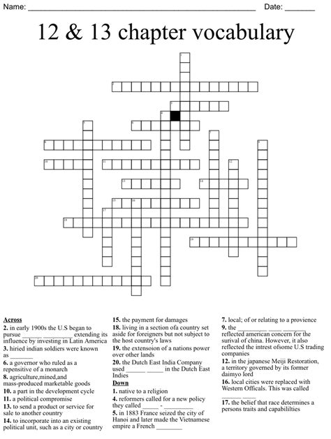 12 13 Chapter Vocabulary Crossword WordMint