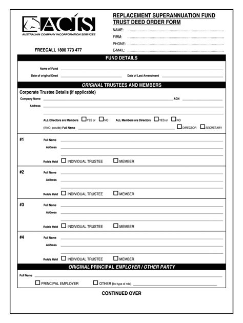 Fillable Online Acis Net Replacement Superannuation Fund Trust Deed