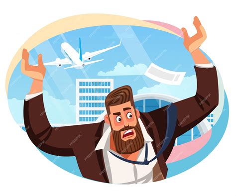 Premium Vector | Businessman missed airline flight cartoon vector