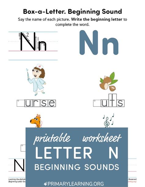 Printable Letter N Worksheet For Beginning And Ending Sounds With An