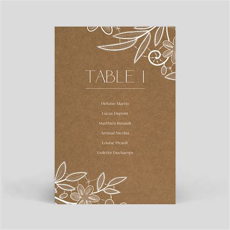 Marque Table Mariage Dentelle Kraft Ii Popcarte