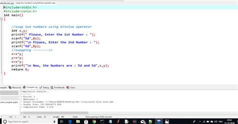 Swap Two Numbers Using Bitwise Operator In C Language