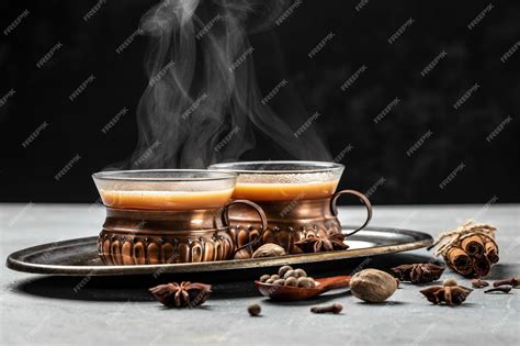 Premium Photo Two Mugs Of Masala Tea Hot Indian Masala Chai Tea With