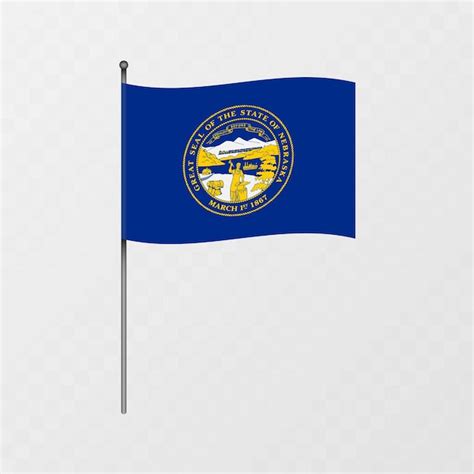 Premium Vector Nebraska State Flag On Flagpole Vector Illustration