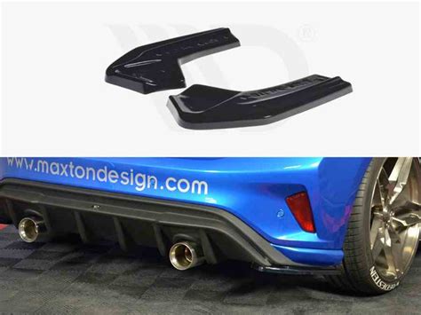 Maxton Rear Side Splitters V 2 Ford Focus Mk4 St Line 2018 Up Gloss Black For Ford Focus St