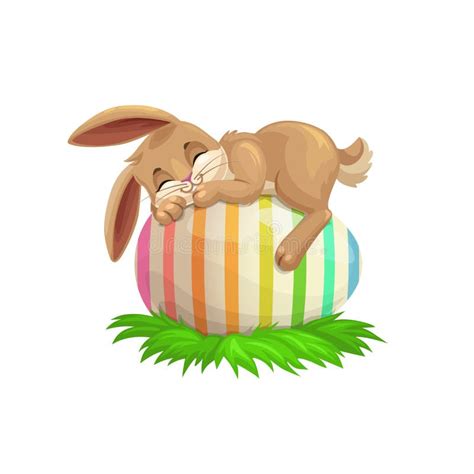 Cartoon Easter Bunny Sleeping In Grass Stock Illustration