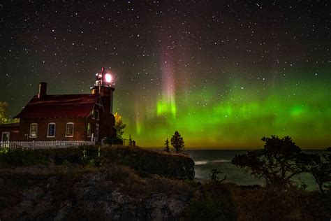 Midnight Aurora Lighthouse Photos For Sale Eagle Harbor Lighthouse