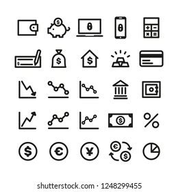 Financial Business Icon Set Stock Vector Royalty Free 1248299455