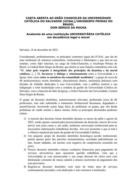 Carta aberta ao grão chanceler pdf DocDroid