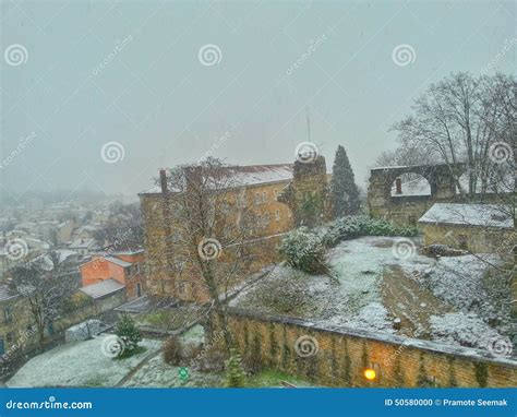 Lyon Old Town in the Moment of Snow Fall, Lyon Old Town, France Stock ...