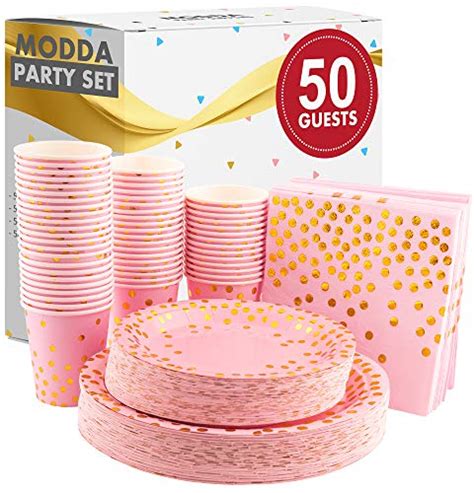 Buy Modda Pink And Gold Party Supplies For Guests Pcs