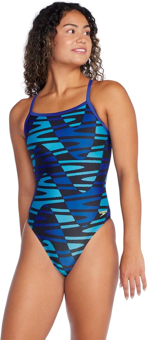 Speedo Womens Disco Boom Flyback One Piece Swimsuit Team