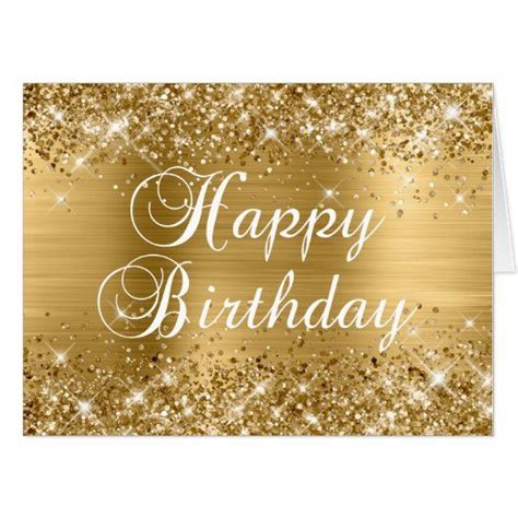 Gold Glitter and Foil Happy Birthday Card | Zazzle | Happy birthday ...