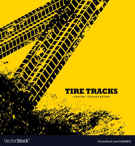 Tire Tracks Marks On Grunge Yellow Background Vector Image