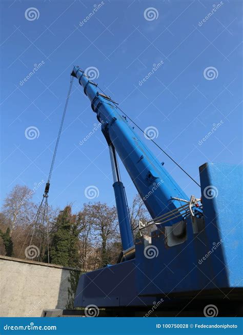 Immense Hydraulic Arm Of A Powerful Crane Stock Photo Image Of Upload