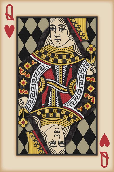 Playing Card Wall Art, Playing Card Print, Man Cave Decor, queen of Hearts - Etsy