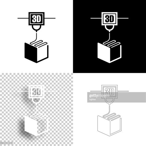 3d Printer Icon For Design Blank White And Black Backgrounds Line Icon