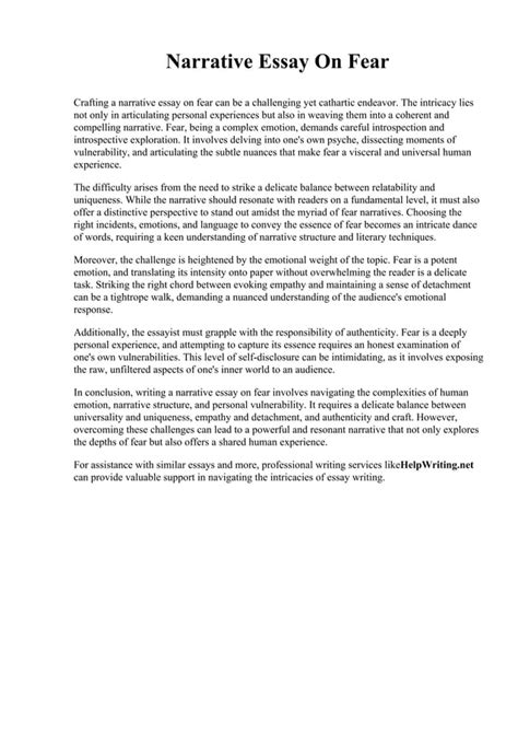 Narrative Essay On Fear Pacifica Graduate Institute Pdf