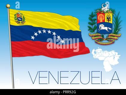 Venezuela coat of arms and flag, official symbols of the nation Stock ...