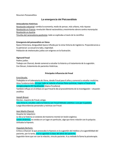 Psicoanalisis Solemne Resumen Psicoanal Tica La Emergencia Del