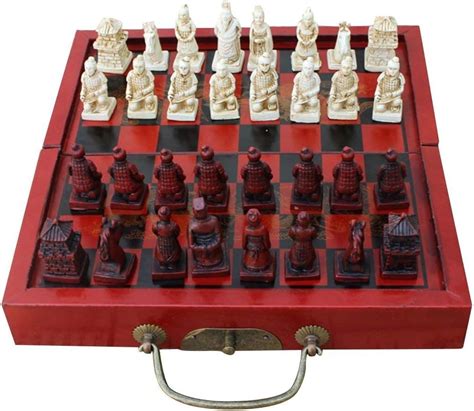 PYROJEWEL Vintage Terracotta Army Miniature Chinese Chess Board Game