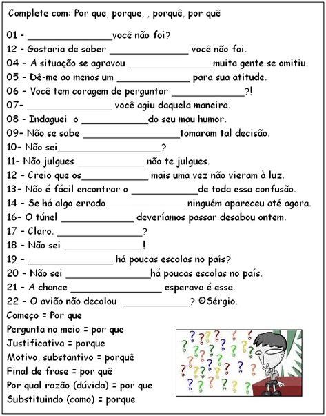 8 Atividades Uso dos Porquês para Imprimir em 2020 Atividades de