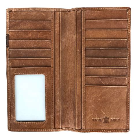 Janhooya Mens Western Cowboy Wallet Rodeo Concho Genuine Leather Long