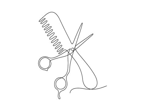 Premium Vector Scissor And Comb In One Continuous One Line Drawing