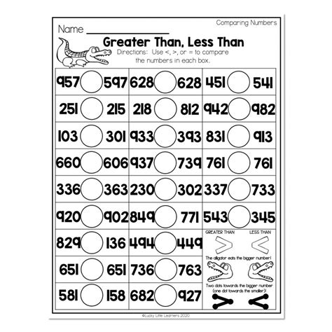 2nd Grade Math Worksheets - Place Value - Comparing Numbers ...