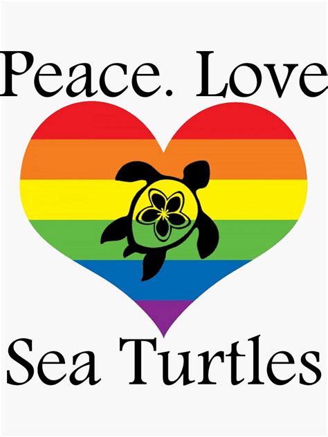 Peace Love Sea Turtles Sticker By Discotish Redbubble