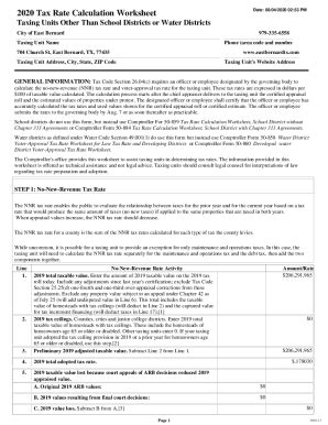 Fillable Online 2019 Tax Rate Calculation Worksheet Wharton County