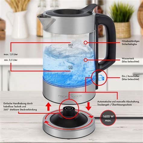 Electric Glass Kettle L Proficook Pc Wks G