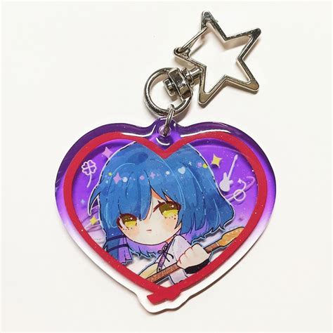 Lonely Rocker Bocchi Glitter Epoxy Anime Keychain Etsy