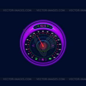 Futuristic Car Speedometer Or Gauge Dial Neon Led Vector Clipart