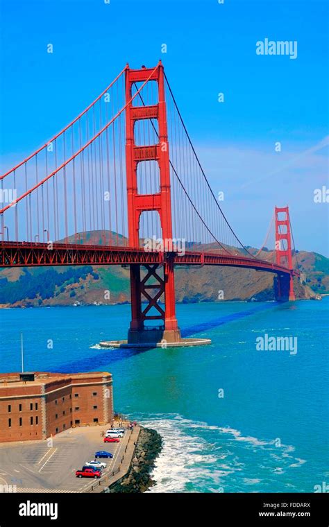 Golden Gate Bridge San Francisco Bay California CA Red Stock Photo - Alamy