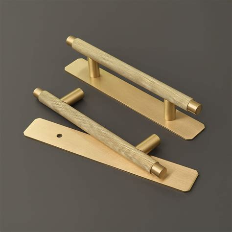 Knurled Brass Handles With Backplate Back Plate Brass Handle Plank Hardware