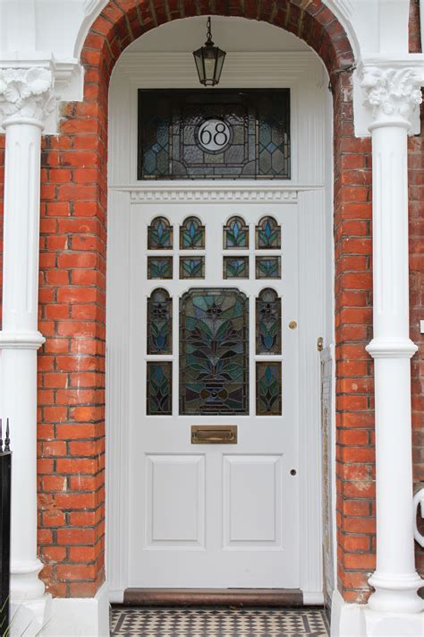 Late Victorian Early Edwardian Front Door South London ステンドグラスのドア