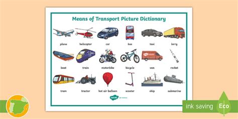 A2 Diccionario de imágenes Medios de transporte en inglés