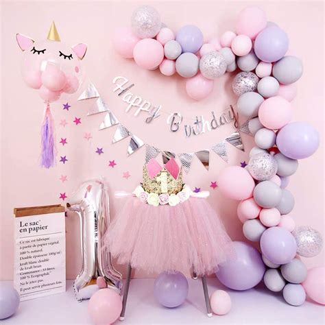 Amazon.com: Girls 1st Birthday Decorations Set Balloon Arch Kit Girls ...