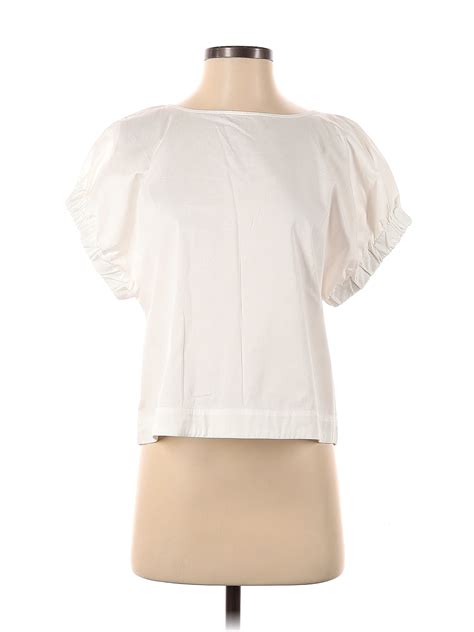 Cuyana 100 Cotton Solid White Short Sleeve Blouse Size S 71 Off