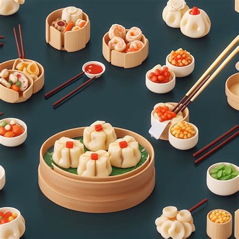 Premium Photo Dim Sum With Chopstick Cartoon Vector Icon Illustration